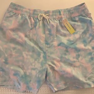 Summersalt Men’s Swim Short in pale blue / pale pink tie dye. New w/ Tags.